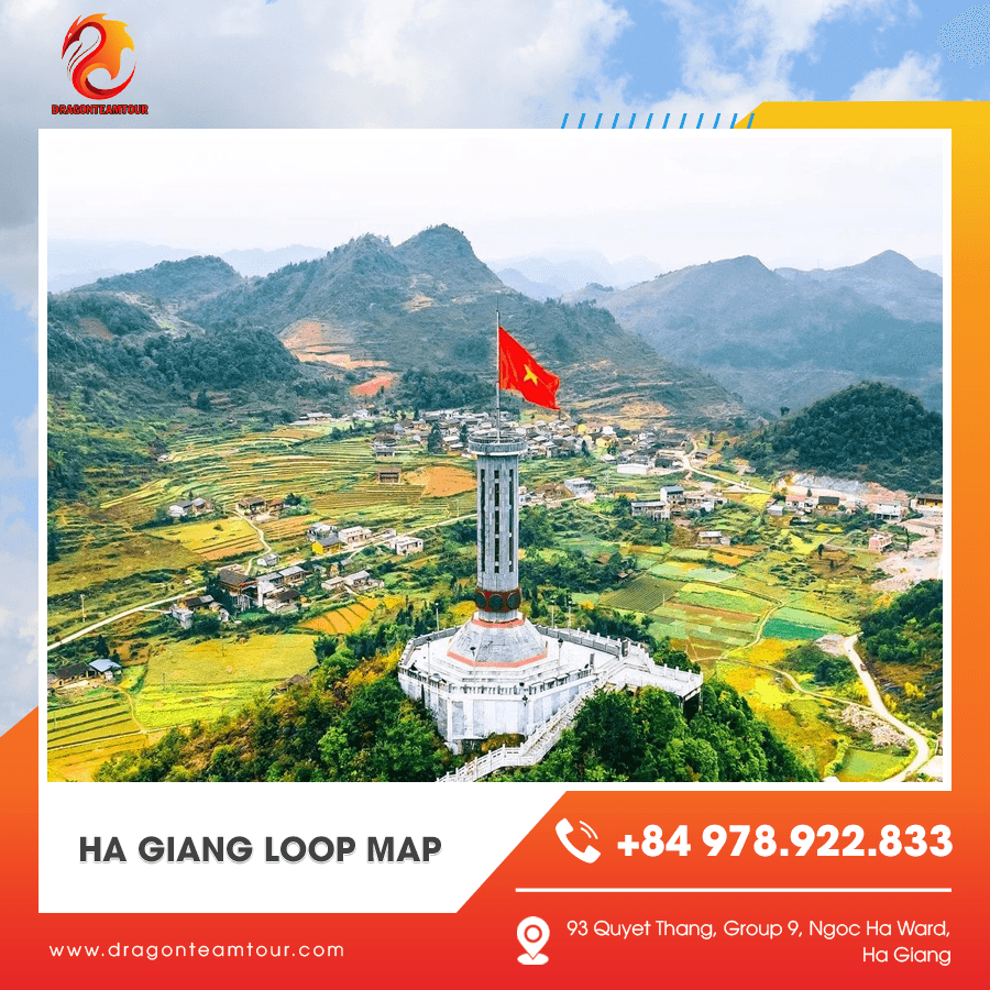 Printable Ha Giang Loop map for 3 day motorbike itinerary