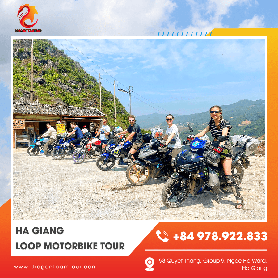 Riders exploring Ha Giang Loop motorbike tour